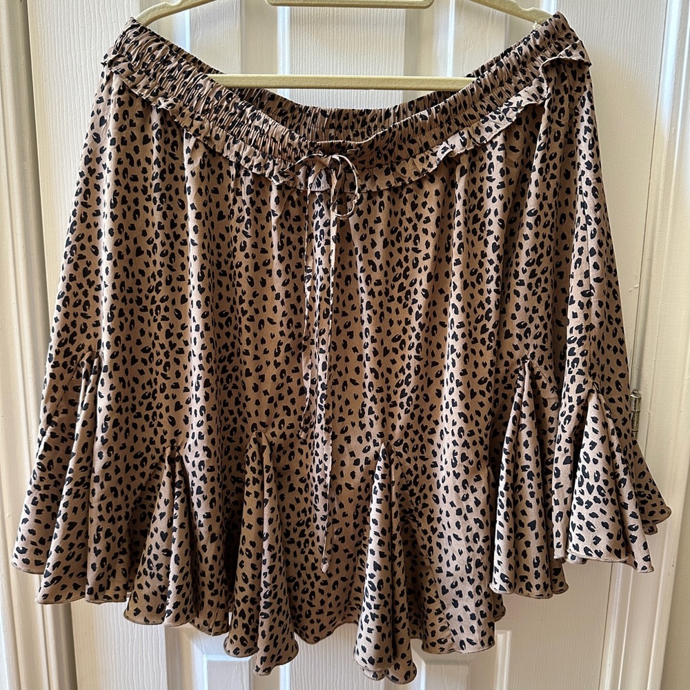 Jodifl Plus Size Godet Skort in Leopard Print 3X